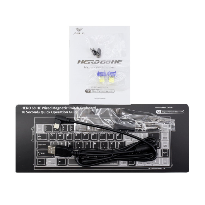 KeyBoard USB AULA HERO68HE, Magnetic, Black King switch, 68keys EN, wired, Black-Red
