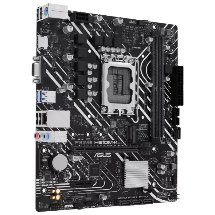 ASUS MB Intel Socket LGA1700 H610 Chipset 2 x DIMM DDR5 1 x VGA port 1 x HDMI M.2 slot 4 x SATA micro-ATX Form Factor<br>