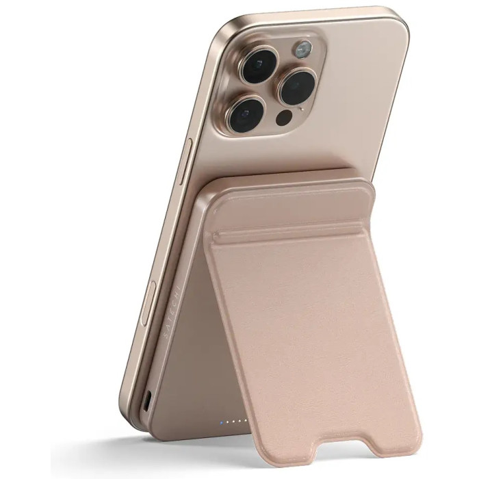 Внешний аккумулятор Satechi OntheGo Qi2 5K Magnetic Power Bank with Stand 5000 мАч 20 Вт розовый