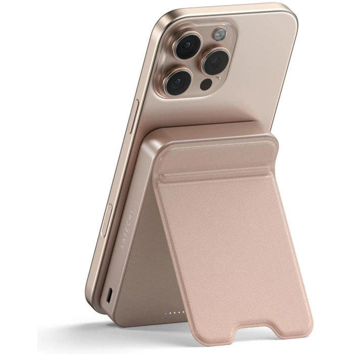 Внешний аккумулятор Satechi OntheGo Qi2 10K Magnetic Power Bank with Stand 10000 мАч 20 Вт розовый