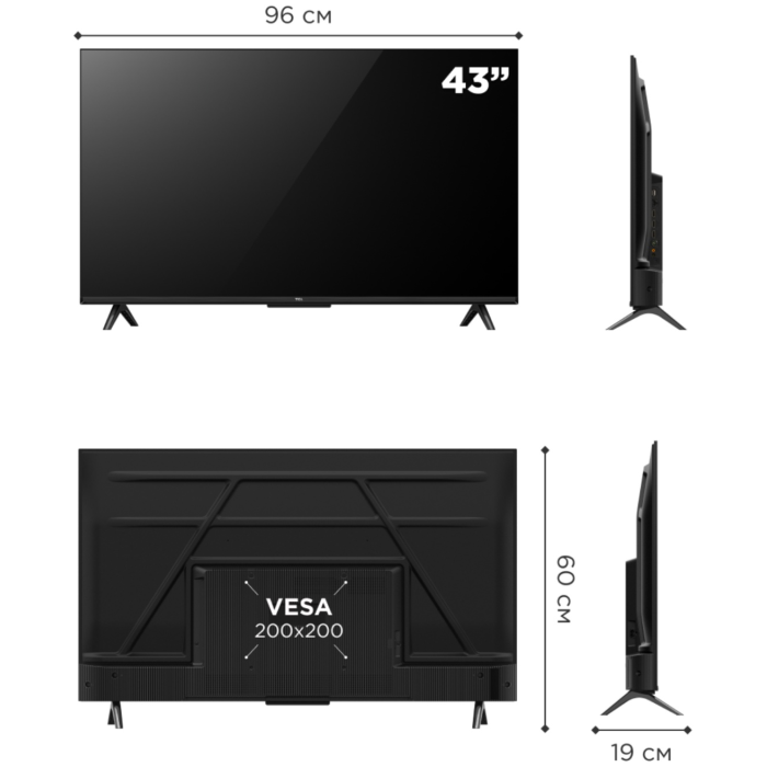 TCL 43V6C 109 см черный