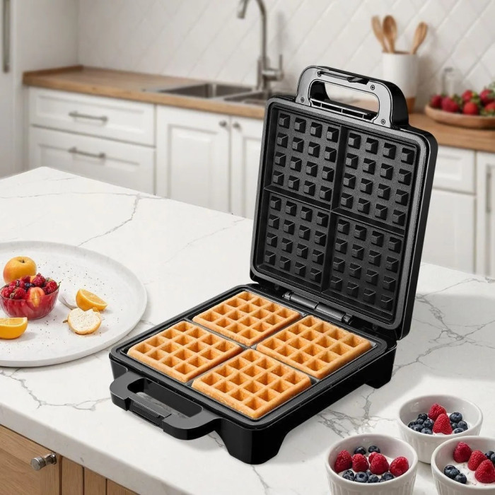 Вафельница Kitfort КТ-4673 черный, серебристый