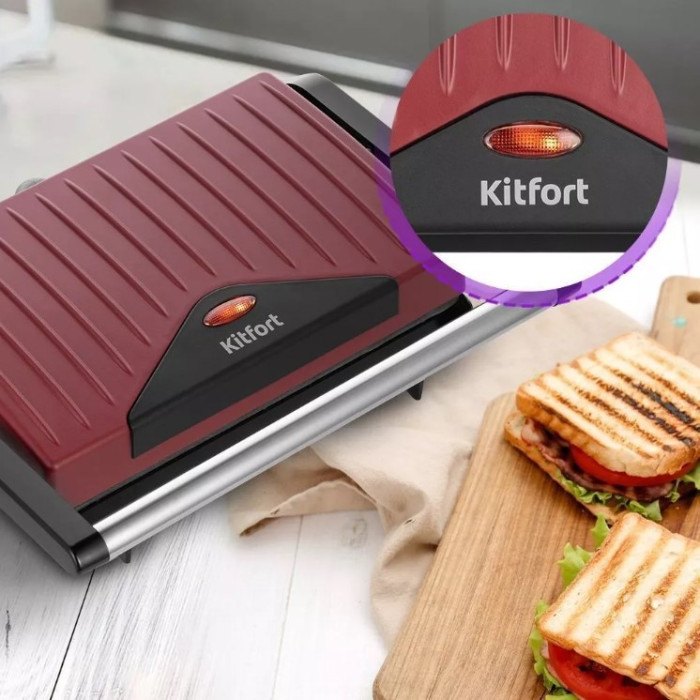 Сэндвичница Kitfort КТ-3639 черный, бордовый