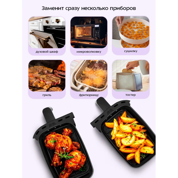 Аэрогриль Kitfort КТ-2259 черный, серебристый, темно‑серый