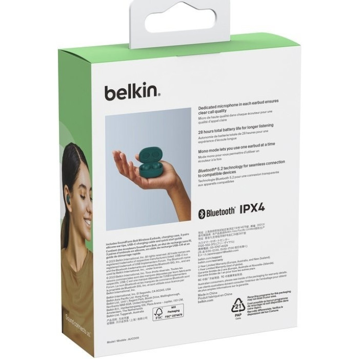 Наушники Belkin AUC009btTE зеленый