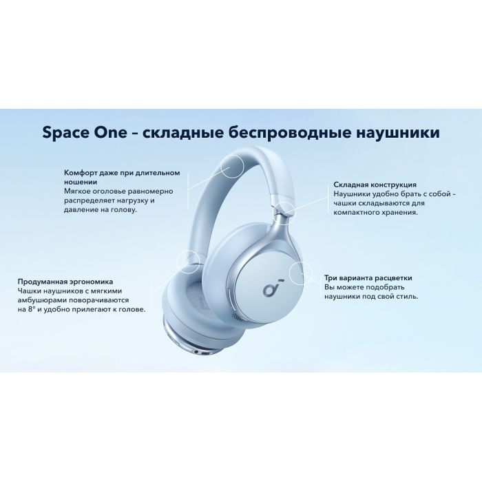 Наушники Soundcore Space One голубой