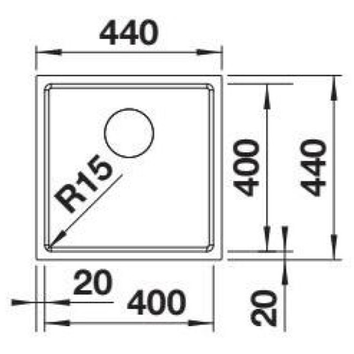 Кухонная мойка Blanco Quato 400-U (528229) 44х44х19 см, нержавеющая сталь, тон серебристый металлик