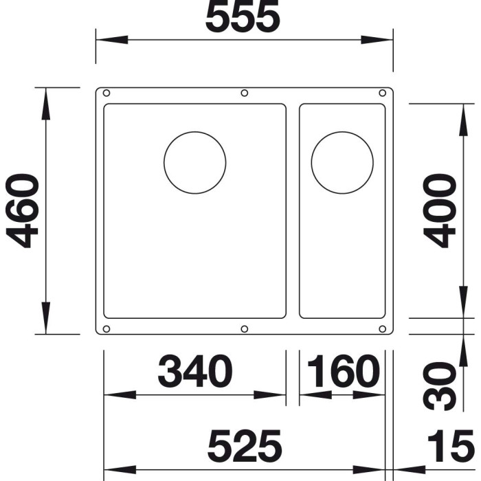 Кухонная мойка Blanco Subline 340/160-U LH вулканический серый (527345) 55.5х46х19 см, искусственный гранит, тон вулканический серый