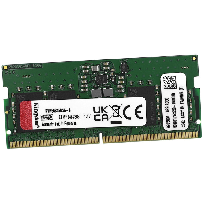 Kingston DRAM 8GB 5600MT/s DDR5 Non-ECC CL46 SODIMM 1Rx16<br>