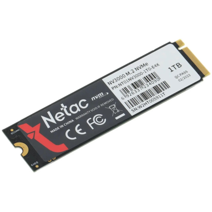Netac NV3000 PCIe 3 x4 M.2 2280 NVMe 3D NAND SSD 1TB, R/W up to 3100/2100MB/s, with heat sink<br>