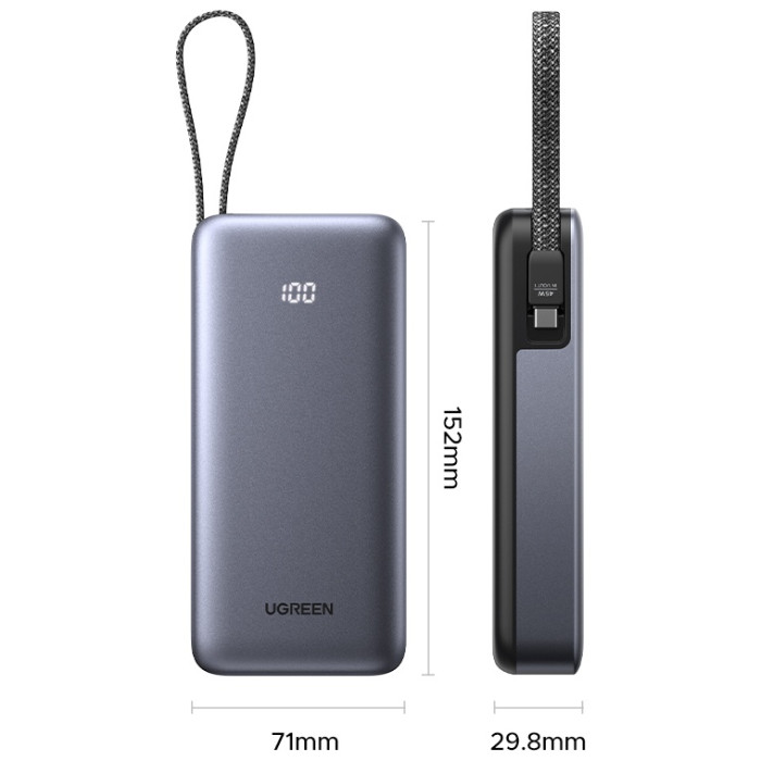 Внешний аккумулятор Ugreen PB536 (55988B) 20000 мАч 45 Вт серый