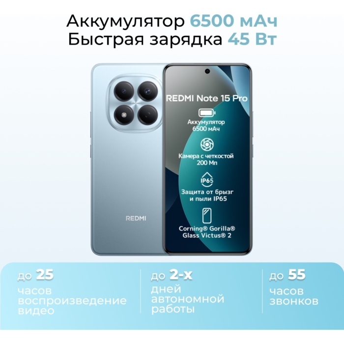 Xiaomi Redmi Note 15 Pro 4G NFC 12 ГБ/512 ГБ голубой