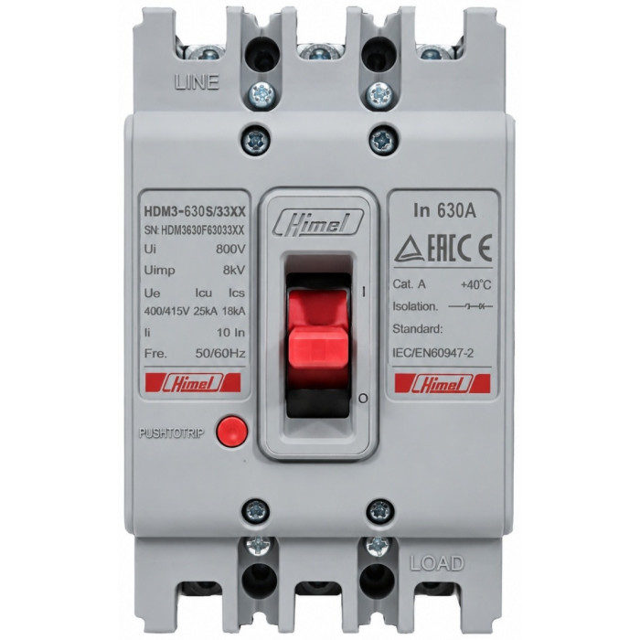 Автоматический выключатель Himel HDM3 630F/3P 630A