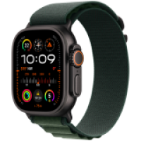 Apple Watch Ultra 2 2024 GPS + Cellular 49mm Black Titanium Case with Dark Green Alpine Loop - Large,Model A2986<br>