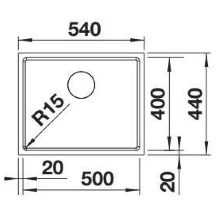 Кухонная мойка Blanco Quato 500-U (528230) 54х44х19 см, нержавеющая сталь, тон серебристый металлик