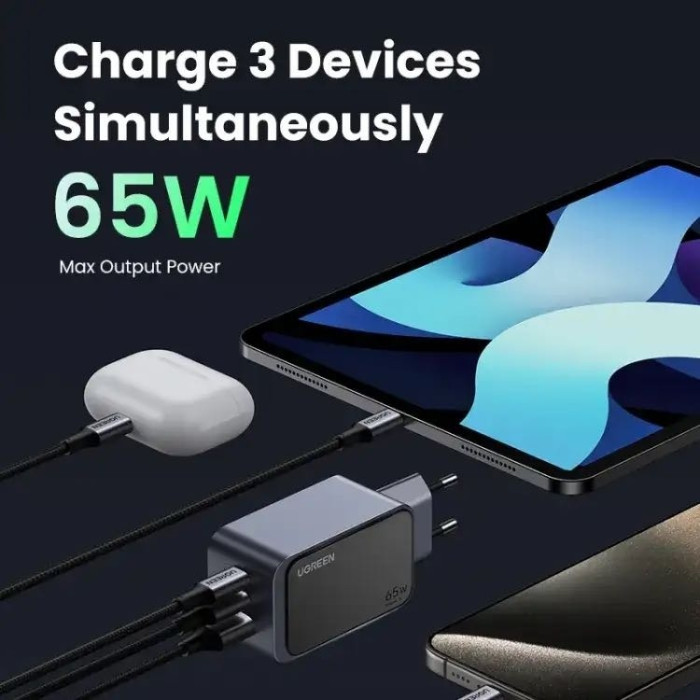 Ugreen X553 (35042) USB Type-C, USB 65 Вт серый