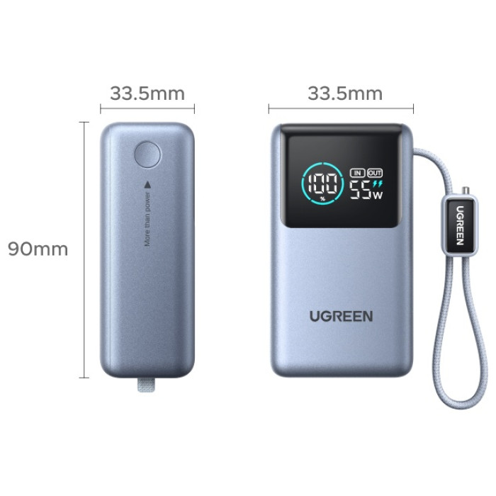 Внешний аккумулятор Ugreen PB727 (75701B) 10000 мАч 55 Вт голубой