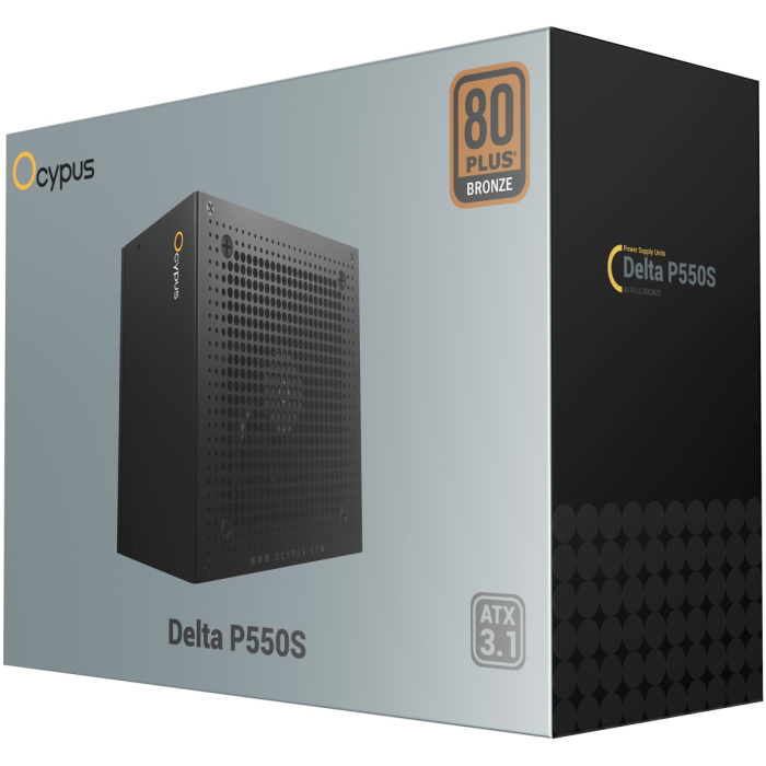 Блок питания Ocypus 550W, Delta P550S, Non modular, 80+ BRONZE, Черный, Delta-P550S-BDFBK025X-EU