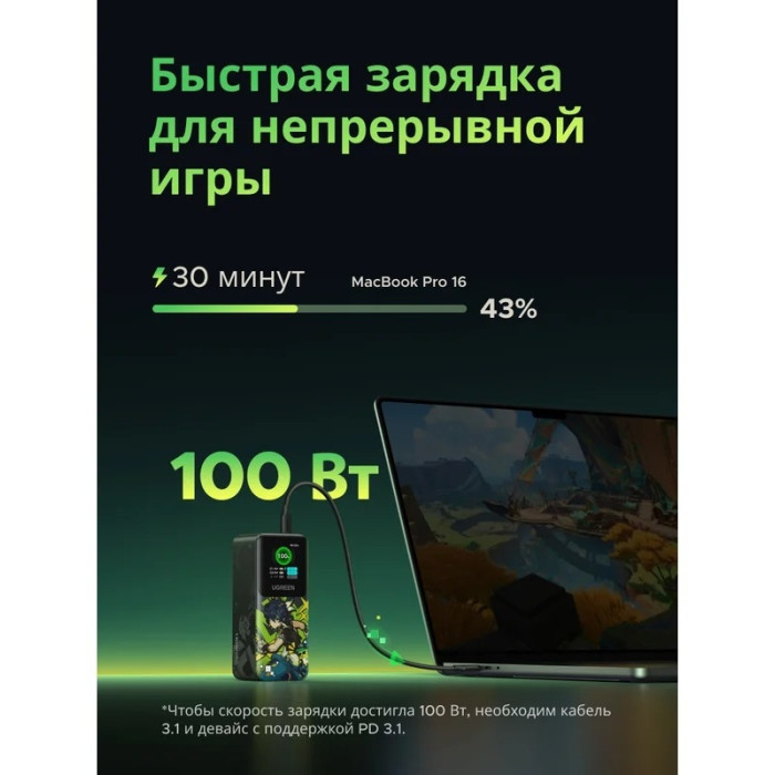 Внешний аккумулятор Ugreen PB721 (35524GI) 20000 мАч 130 Вт мультиколор, серый
