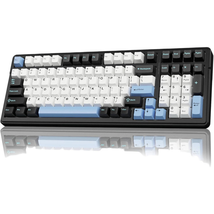 KeyBoard Bluetooth, Aula F99, BT/wireless/Type-C, mechanical, black+white+blue