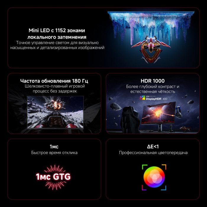27' Xiaomi Mini LED Gaming Monitor G Pro 27Qi 2026 черный