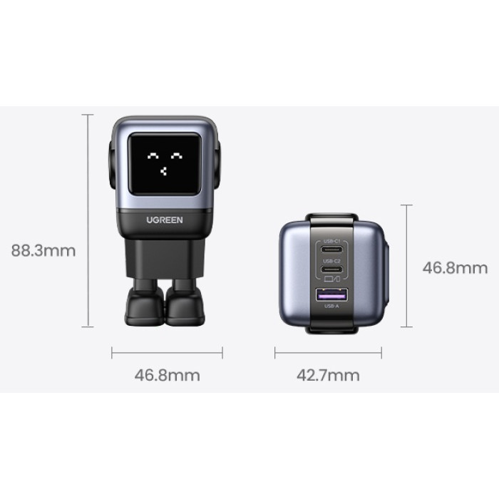Ugreen Nexode Robot 65W GaN CD361 (25685B) USB Type-C, USB 65 Вт черный