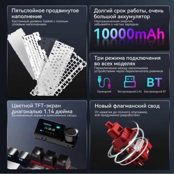 Клавиатура Ajazz MK87 Pro Peach Switch White