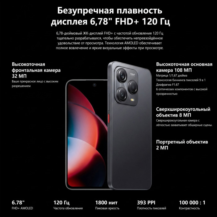Meizu Note 22 8 ГБ/256 ГБ черный