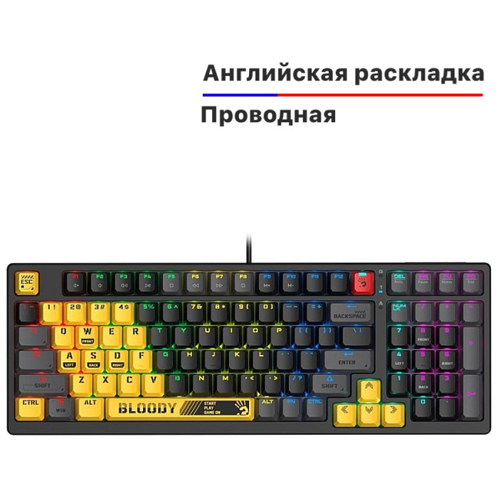 Клавиатура игровая Bloody / Bloody S98 SPORTS LIME, черный