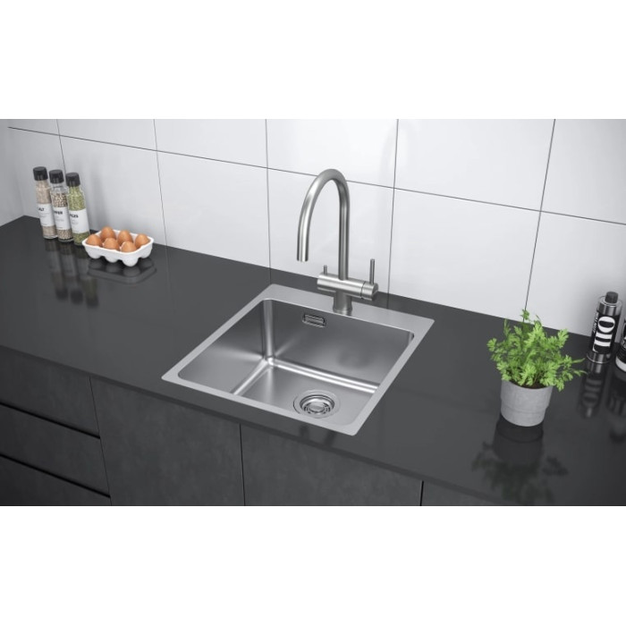 Кухонная мойка KuchenStern HERD 45 AISI 304/R25 нержавеющая сталь 556SS50 45х50х20 см, нержавеющая сталь, тон серый металлик