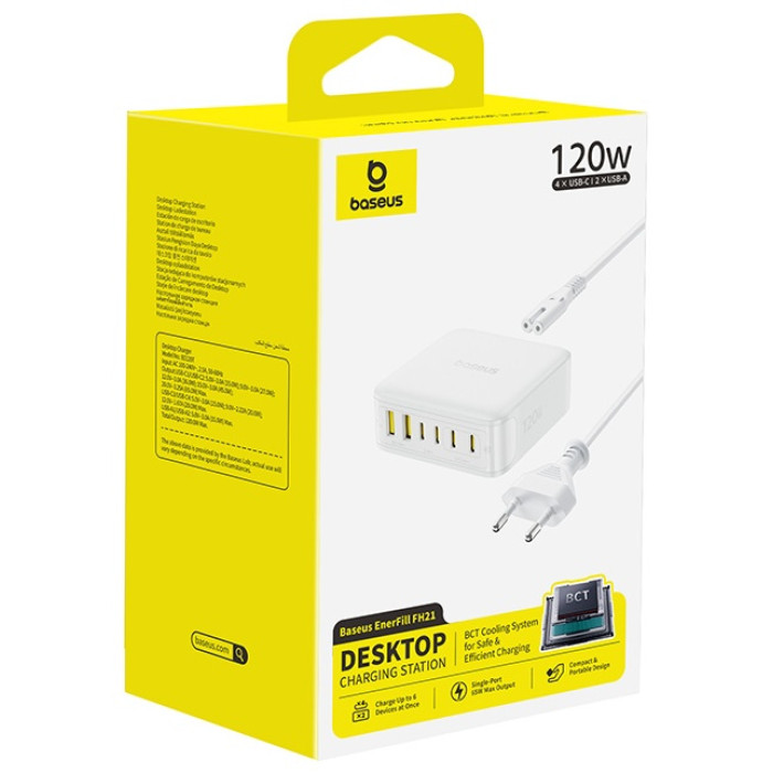 Baseus EnerFill FH21 Desktop Charging Station 4C+2U 120W EU USB Type-C, USB 120 Вт белый