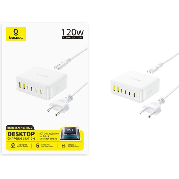 Baseus EnerFill FH21 Desktop Charging Station 4C+2U 120W EU USB Type-C, USB 120 Вт белый