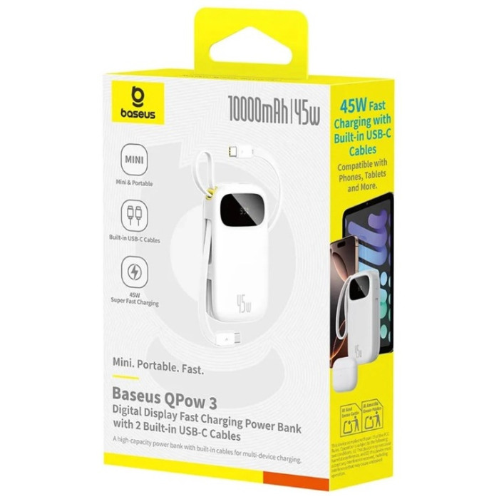 Портативный внешний аккумулятор Baseus EnerFill FC31 10000mAh 45W White (P10082102213-00)