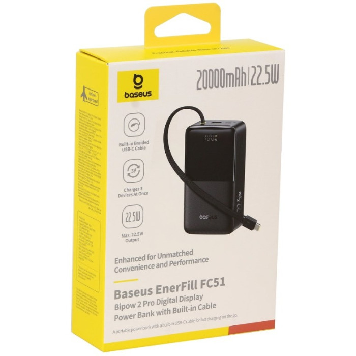 Внешний аккумулятор Baseus EnerFill FC51 Bipow2 Pro Digital Display PPBD2P-2022 (E0027701) 20000 мАч 22.5 Вт черный