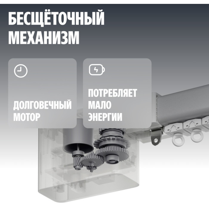 Умный карниз для штор Яндекс, длина 1,8-3 м, работает с Алисой, Zigbee