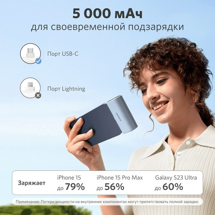 Портативный внешний аккумулятор Anker 5000mAh (A1653H11) Черный