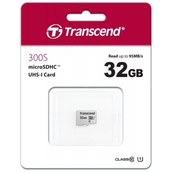 Карта памяти MicroSD 32GB Class 10 U1 Transcend TS32GUSD300S