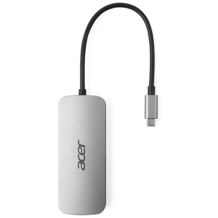 Док-станция Acer 7in1 Type C dongle: 1 x typeC, 1 x HDMI 4K60, 3 x USB3.2, 1 x SD/TF, 1 x PD, Gray