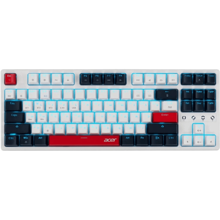 Клавиатура Acer OKR302 механическая белый USB беспроводная BT/Radio Multimedia for gamer для ноутбук