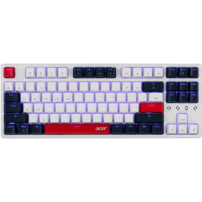 Клавиатура Acer OKR302 механическая белый USB беспроводная BT/Radio Multimedia for gamer для ноутбук