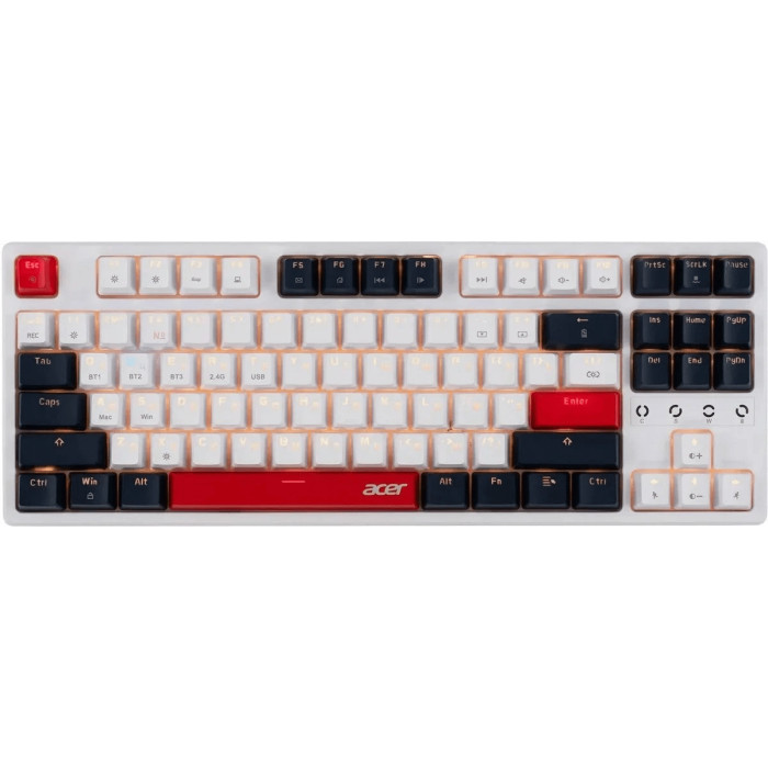 Клавиатура Acer OKR302 механическая белый USB беспроводная BT/Radio Multimedia for gamer для ноутбук