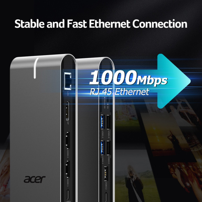 Док-станция Acer Type C Universal docking station 15in1, 2 x HDMI 4K 60Hz, 1 x DP 8k 30Hz,