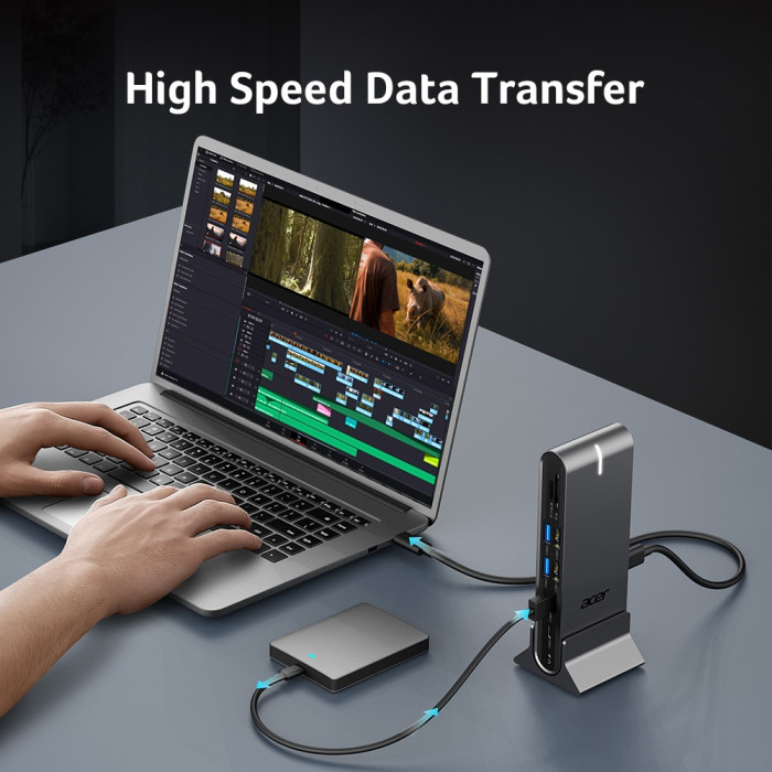 Док-станция Acer Type C Universal docking station 15in1, 2 x HDMI 4K 60Hz, 1 x DP 8k 30Hz,