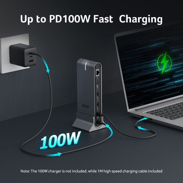 Док-станция Acer Type C Universal docking station 15in1, 2 x HDMI 4K 60Hz, 1 x DP 8k 30Hz,