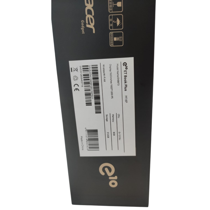 Ноутбук Acer Gadget E10 ETBook Plus M16P/ 16' WUXGA/ Intel Core i3-1315/ UMA/ 8 GB DDR4 Memory/ 512G