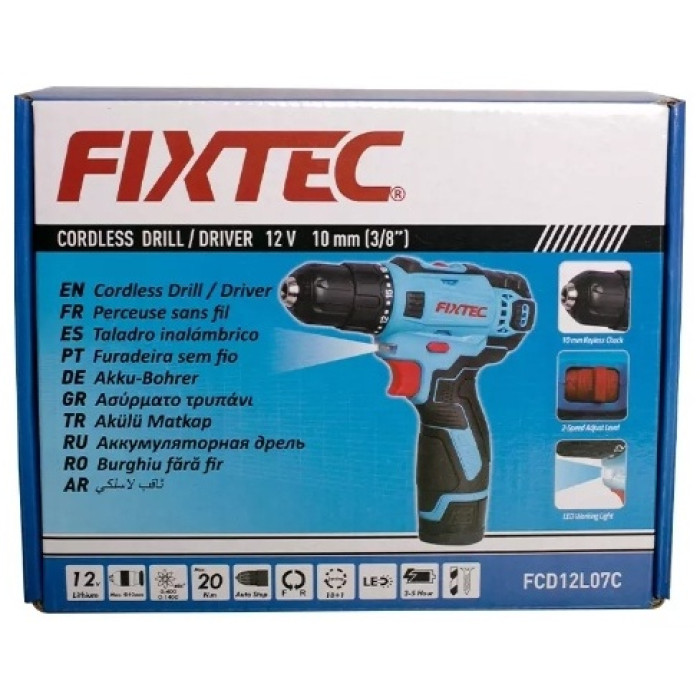 FIXTEC шуруповерт FCD12L07 с кейсом и аккумуляторами