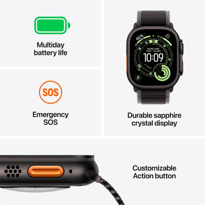 Смарт часы Apple / Watch Ultra 3GPS + Cellular49mmBlack Titanium Case with Black Alpine Loop - Large
