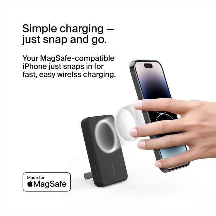 BELKIN 5K MAGNETIC WIRELESS POWER BANK + KICK STAND, BLACK