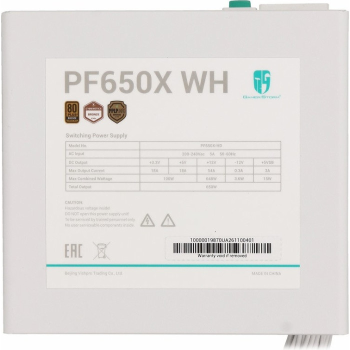 Блок питания GamerStorm PF650X WH