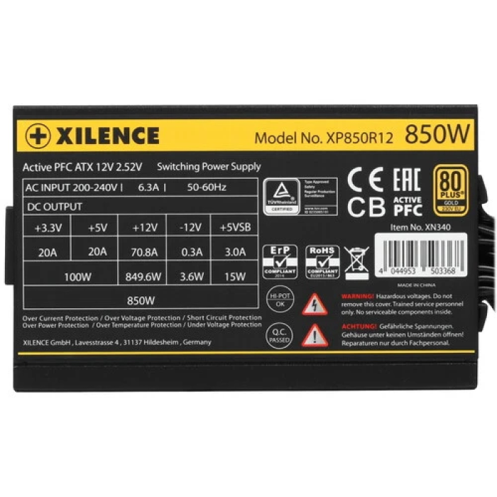 Блок питания Xilence Gaming Gold series XN340 850W [XP850R12], 80+ Gold